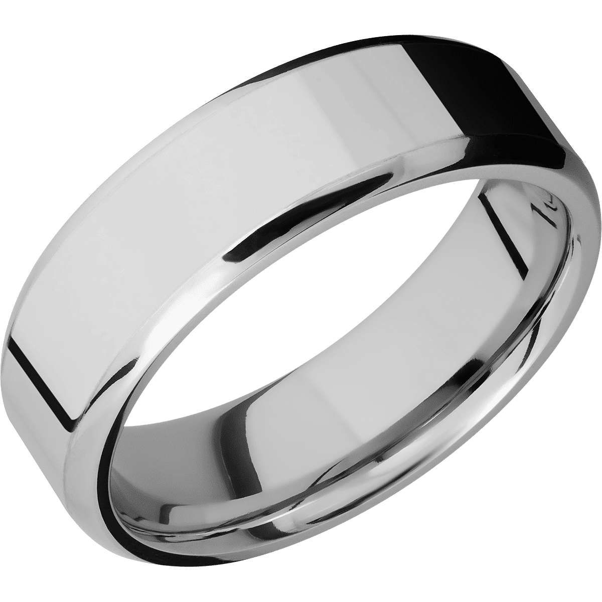Palladium Silver + Polish Polish Finish - 7 mm wide Beveled Palladium Silver band. - Custom