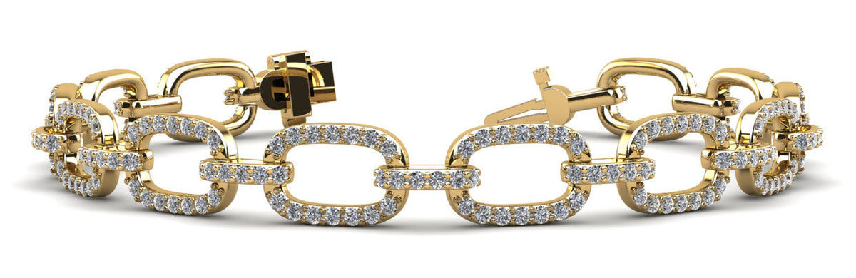 Paperclip Lab Diamond Tennis Bracelet - Choice of White Gold or Yellow Gold - 3.66ct TW - Lab Diamond Tennis Bracelets