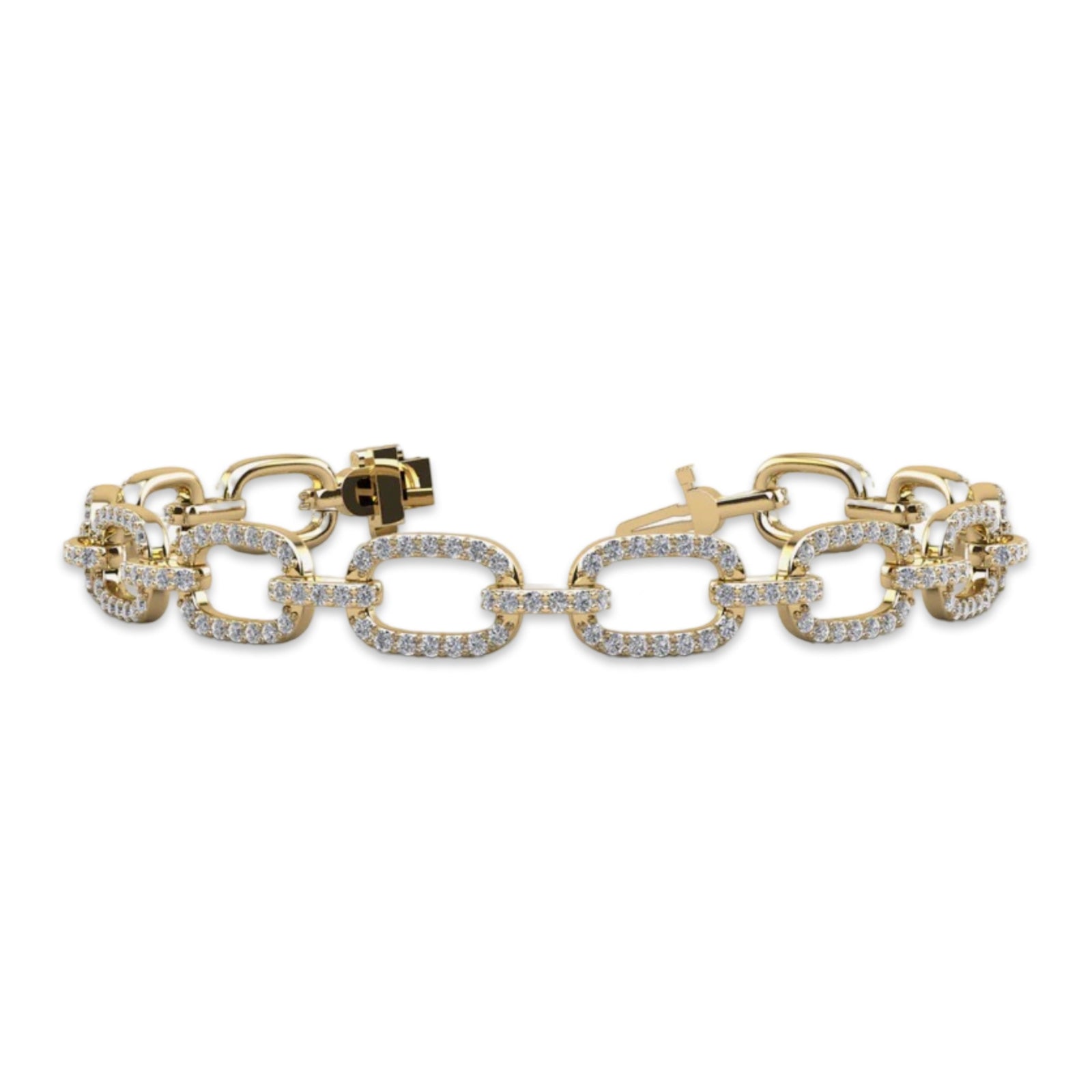 Paperclip Lab Diamond Tennis Bracelet - Choice of White Gold or Yellow Gold - 3.66ct TW - Lab Diamond Tennis Bracelets