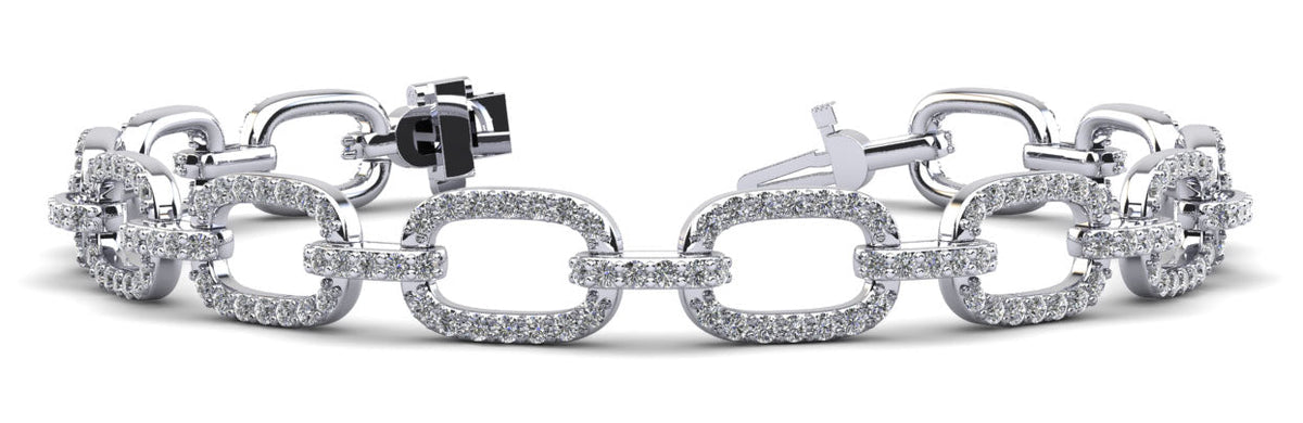 Paperclip Lab Diamond Tennis Bracelet - Choice of White Gold or Yellow Gold - 3.66ct TW - Lab Diamond Tennis Bracelets