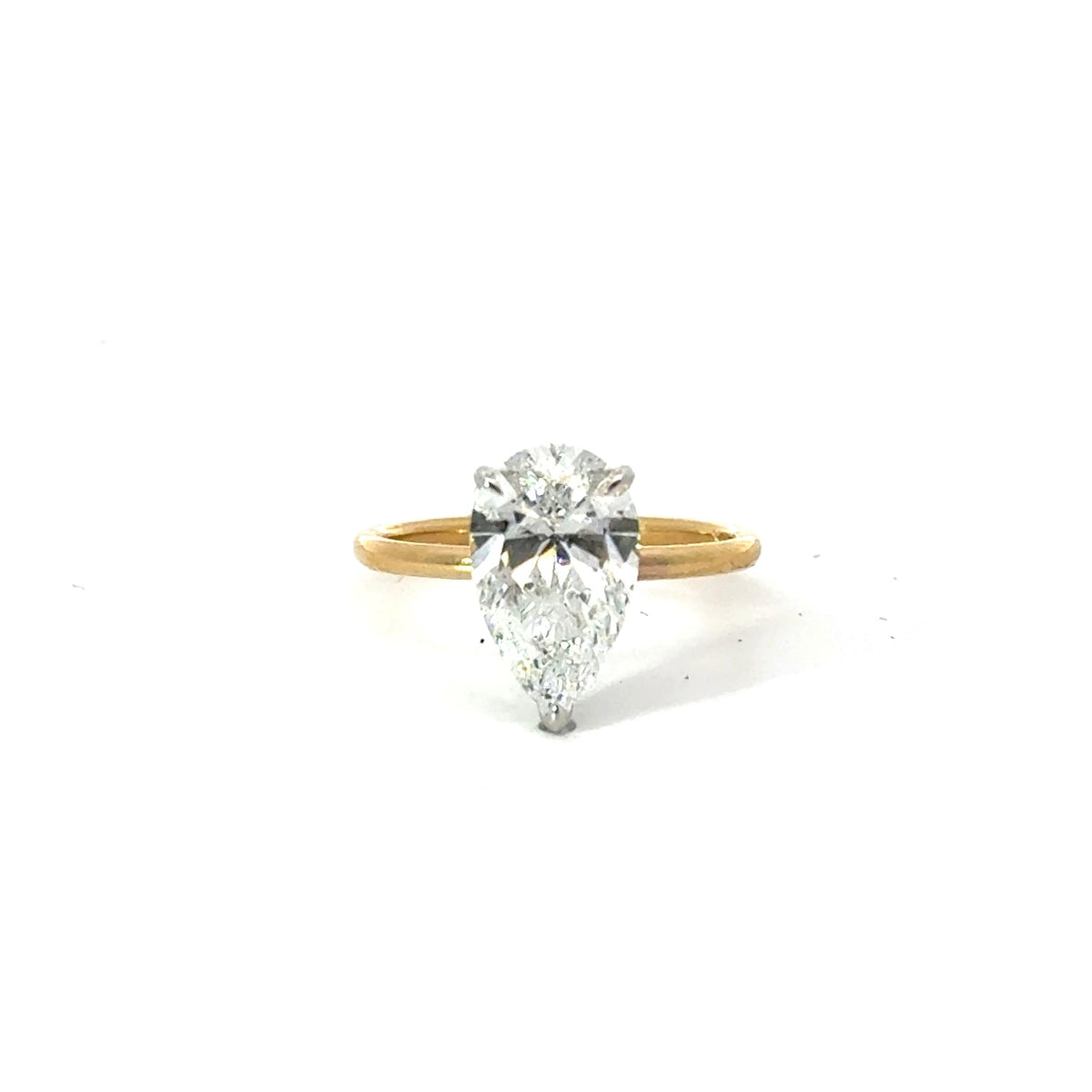 Pear Cut Diamond 1.50MM Solitaire Design- Choice of.50ct /.80ct / 1.00ct or 1.20ct Centre Diamond - Hidden Halo Reverse