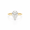 Pear lab diamond engagement ring, 1.80mm tube shank, cathedral, reverse halo – view 1 of 2