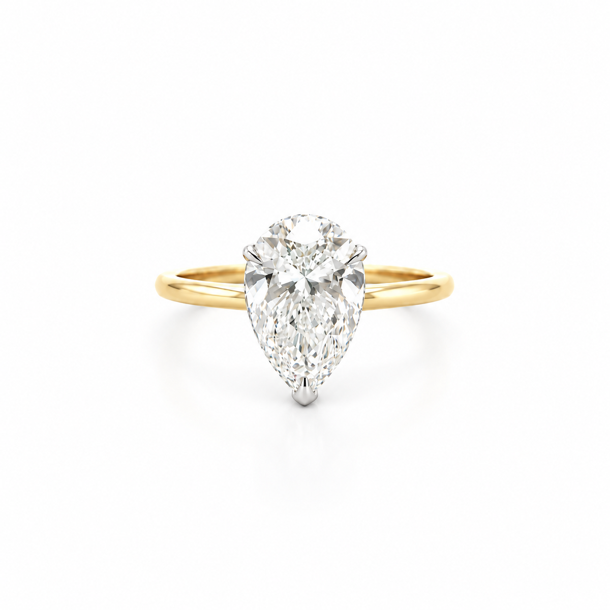 Pear lab diamond engagement ring, 1.80mm tube shank, cathedral, reverse halo – view 1 of 2