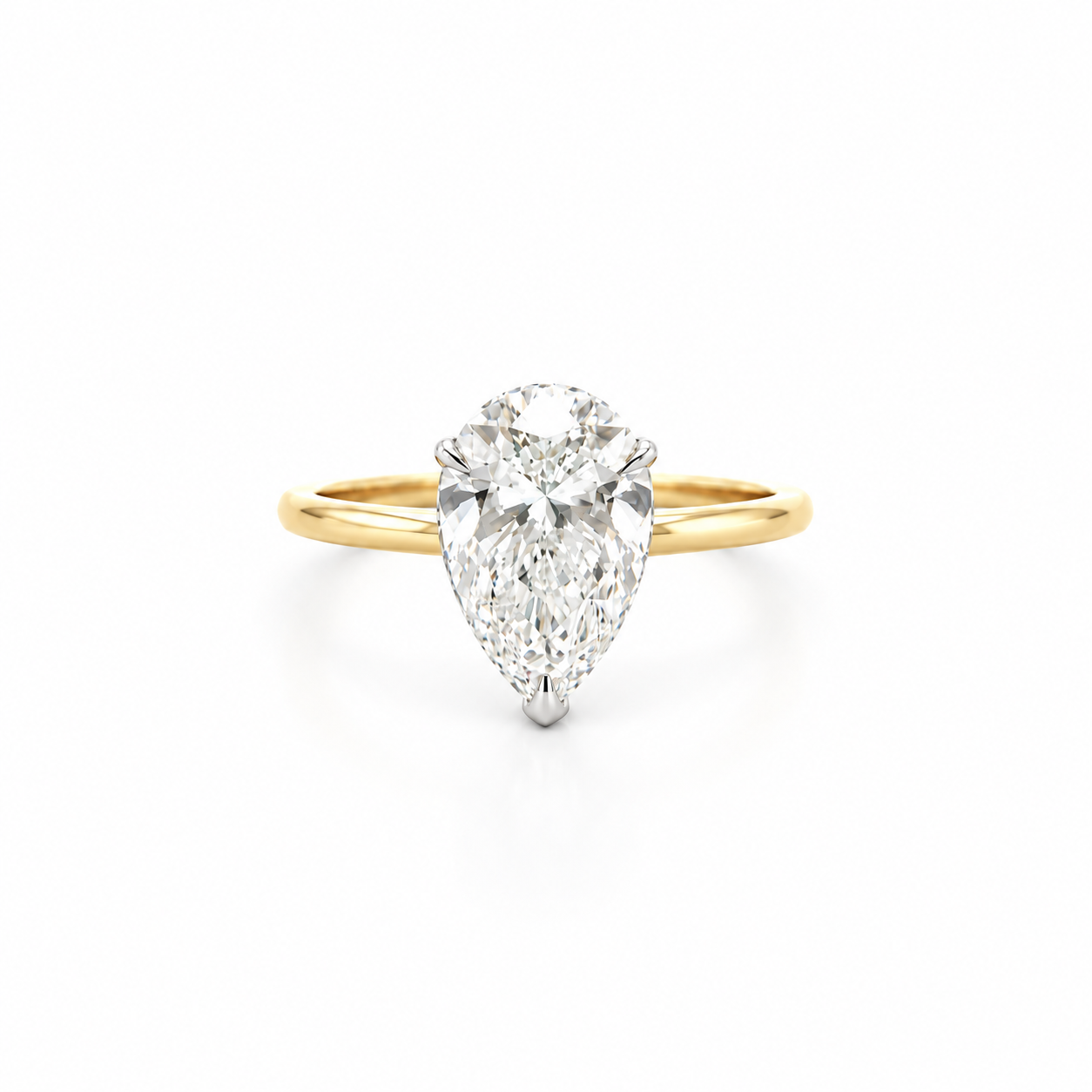 Pear lab diamond engagement ring, 1.80mm tube shank, cathedral, reverse halo – view 1 of 2