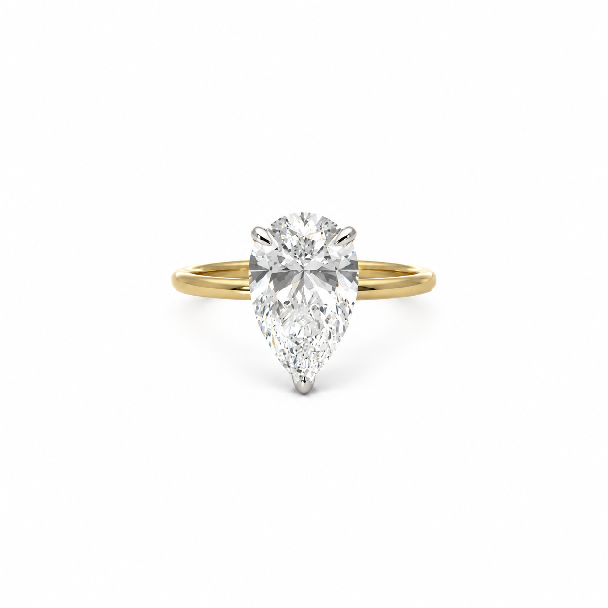 Pear lab diamond engagement ring, 1.50mm tube solitaire design – view 1 of 3