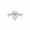 Pear lab diamond engagement ring, marquise-round diamond & diamond prong design – view 1 of 3