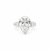 Pear Shape Lab Diamond- Oval Diamond Shank and Reverse Halo- Available in 1.00ct - 7.00ct - Lab Engagement Ring