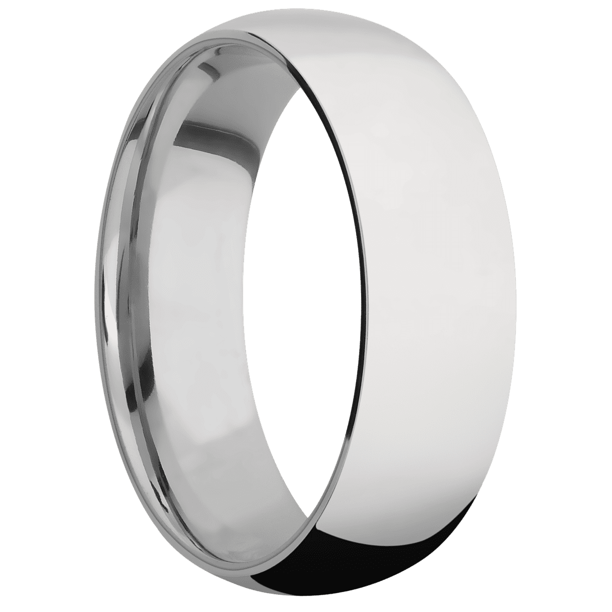 Platinum + Polish Finish + Titanium - 7 mm wide Domed Platinum band featuring a Titanium sleeve. - Custom