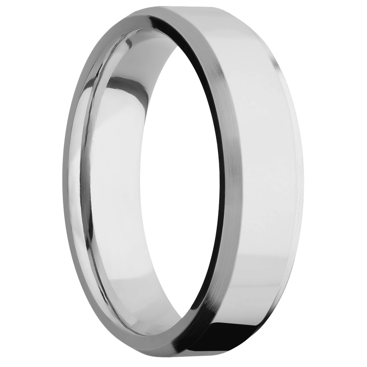 Platinum + Polish Satin Finish - 6 mm wide Beveled Platinum band. - Custom