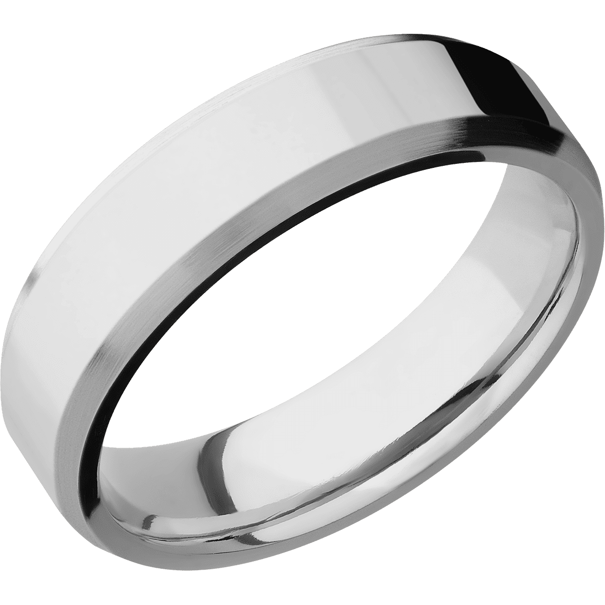 Platinum + Polish Satin Finish - 6 mm wide Beveled Platinum band. - Custom