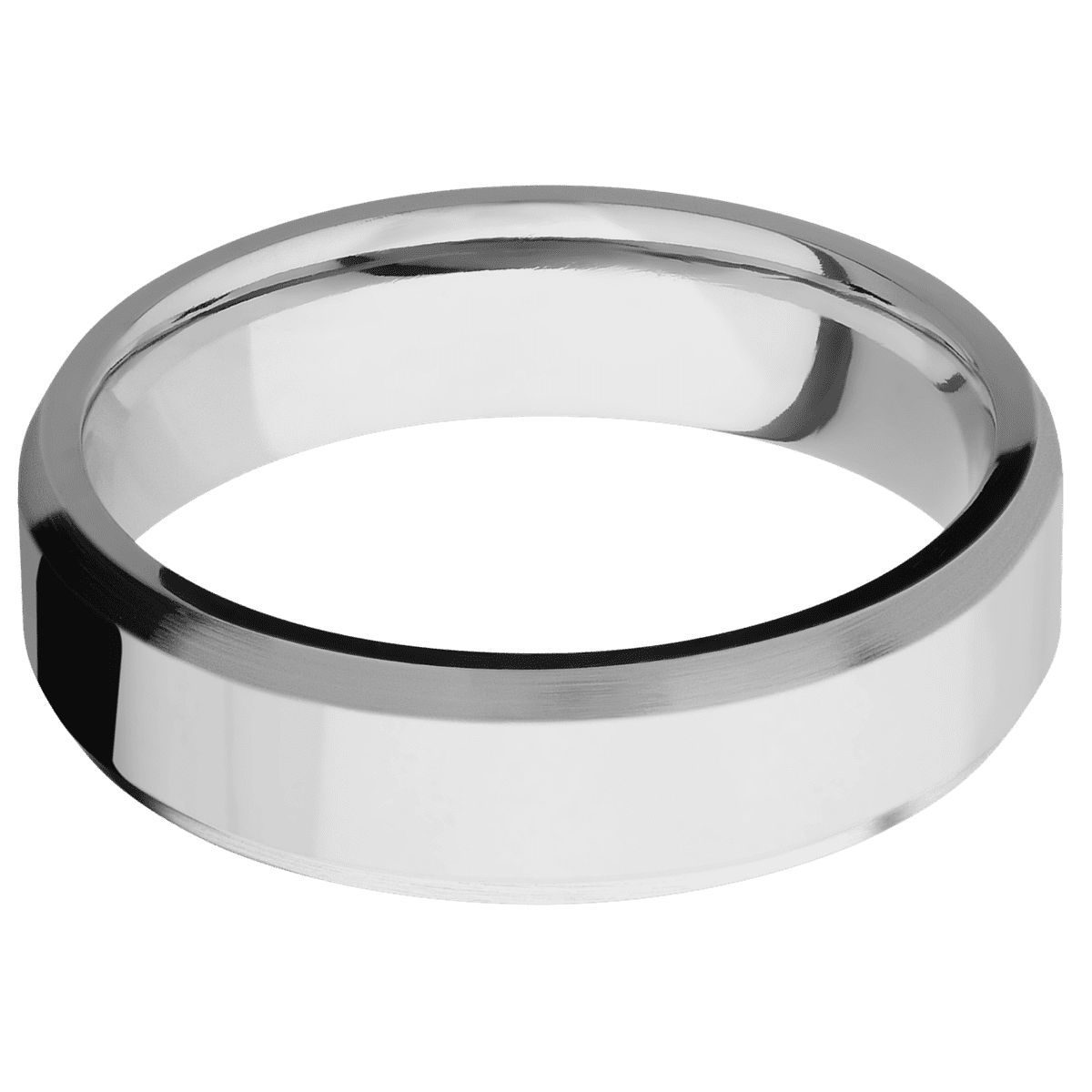 Platinum + Polish Satin Finish - 6 mm wide Beveled Platinum band. - Custom