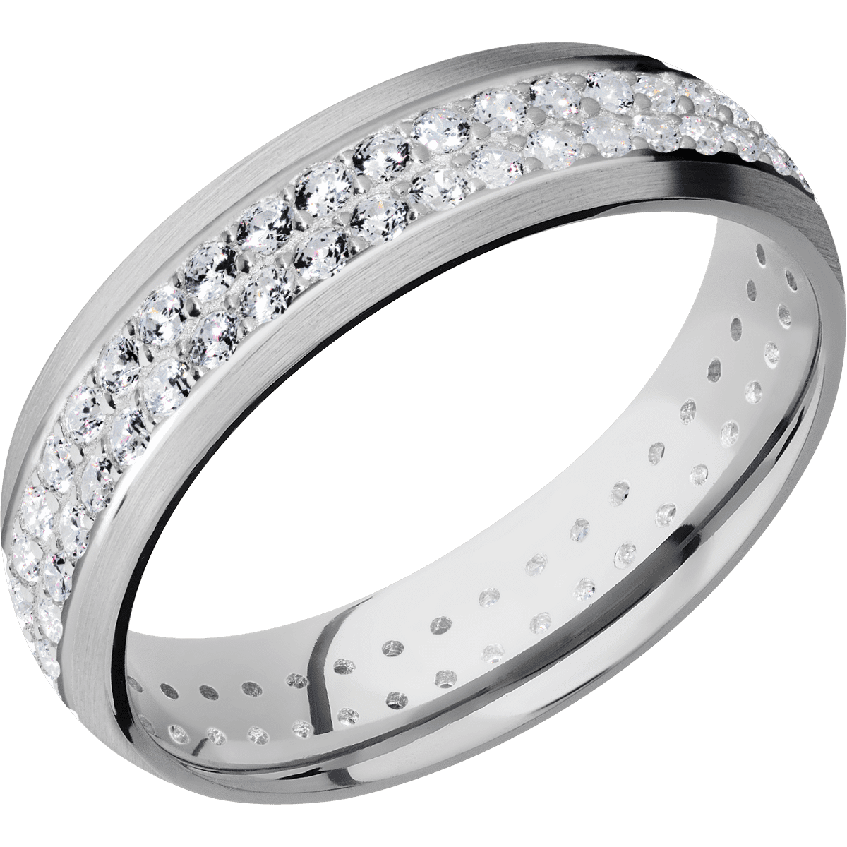 Platinum + Satin Finish - PLAT6DLABDIA2ROWETERNITY.015BEAD-IS - Custom
