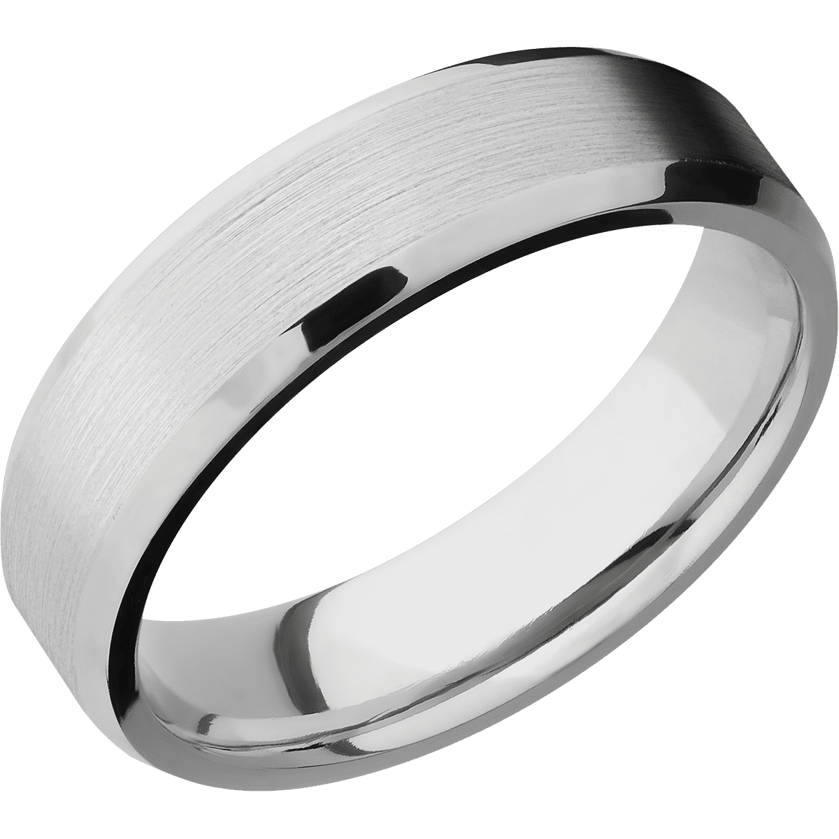 Platinum + Satin Polish Finish - 6 mm wide Beveled Platinum band. - Custom