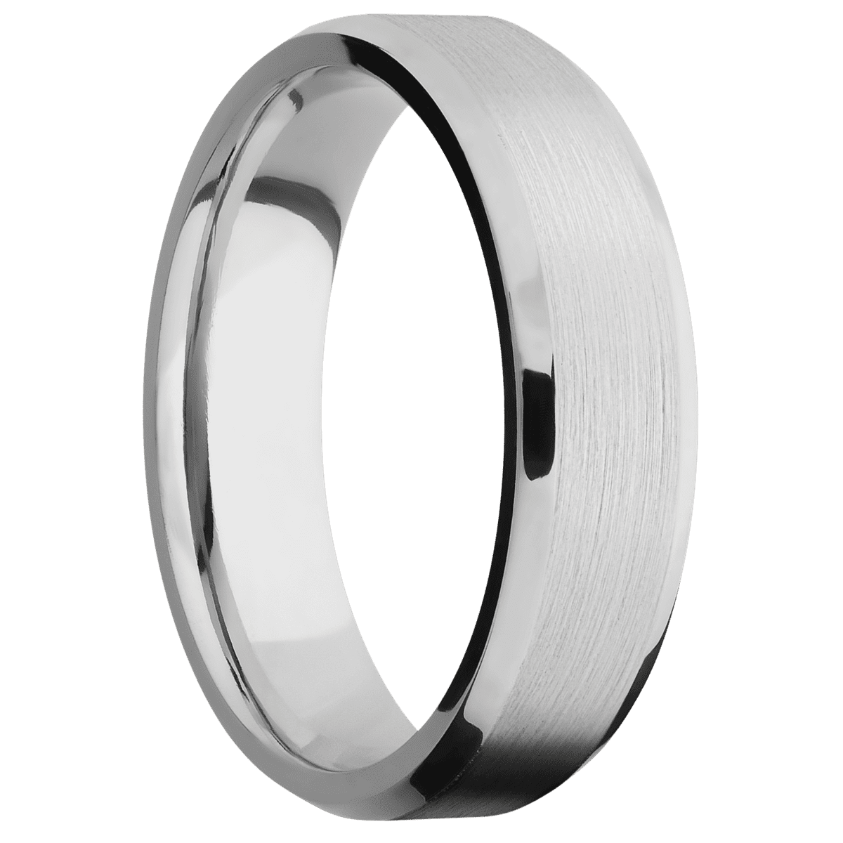 Platinum + Satin Polish Finish - 6 mm wide Beveled Platinum band. - Custom