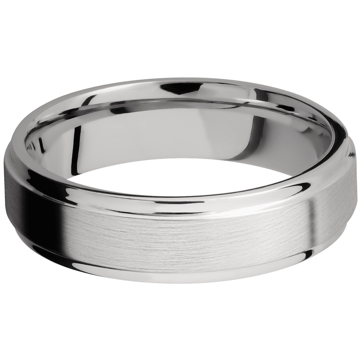 Platinum + Satin Polish Finish - 6 mm wide Flat Grooved Edges Platinum band. - Custom