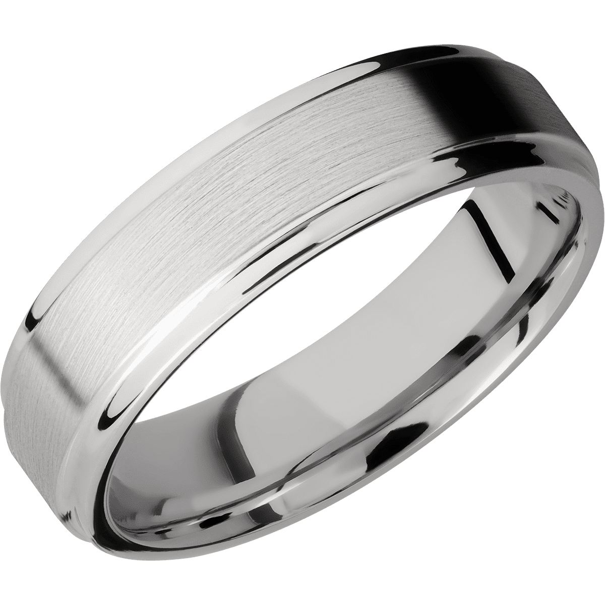 Platinum + Satin Polish Finish - 6 mm wide Flat Grooved Edges Platinum band. - Custom
