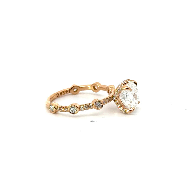 Portuguese Cut Lab Diamond Engagement Ring with Diamonds on Prongs - C ...