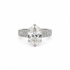 Portuguese Cut Oval Lab Diamond | 4MM Hand Carved Vintage Design | Reverse Halo - Lab Engagement Ring