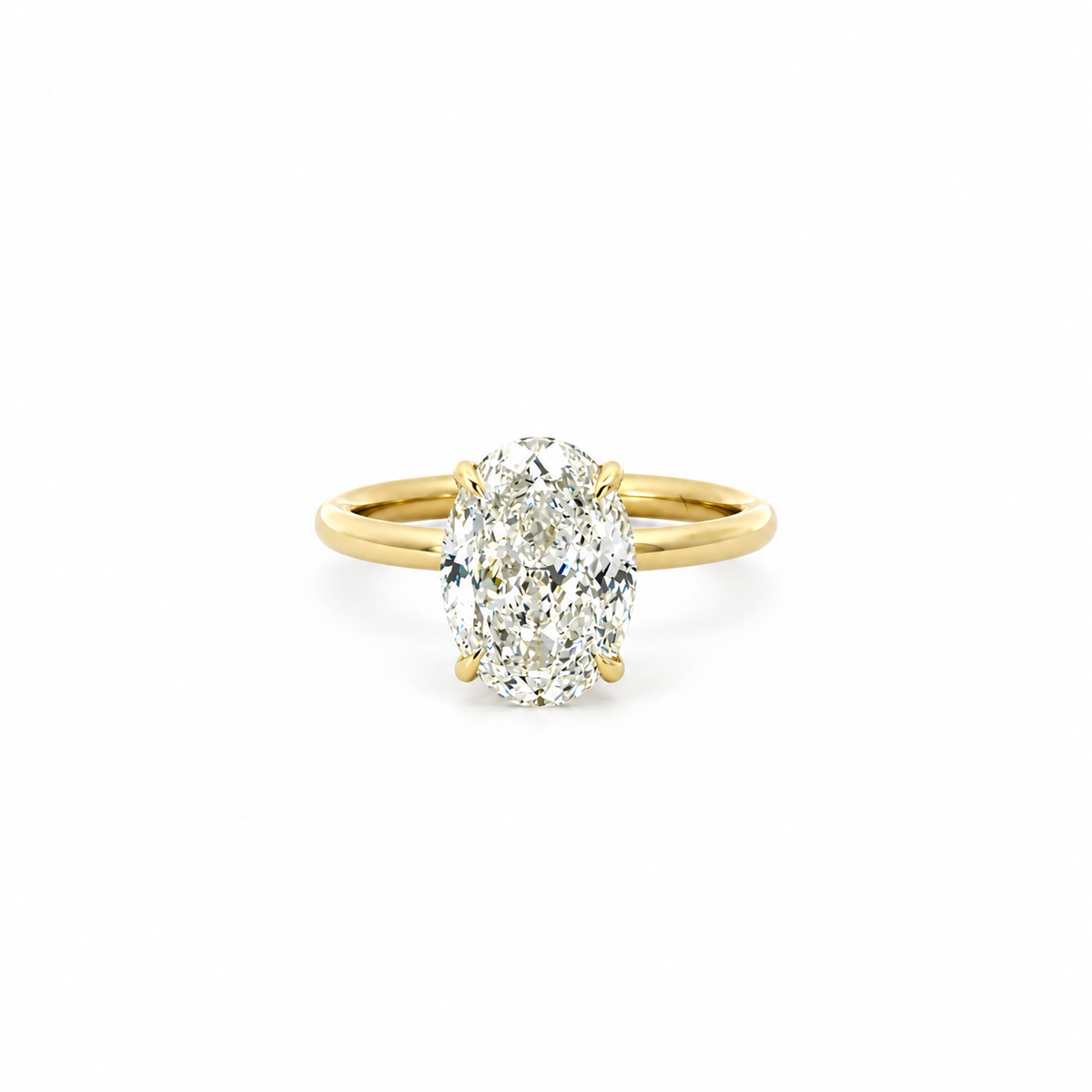 Portuguese Cut Oval Lab Diamond Engagement Ring | 1.80MM Tube Shank | Reverse Halo - Lab Engagement Ring