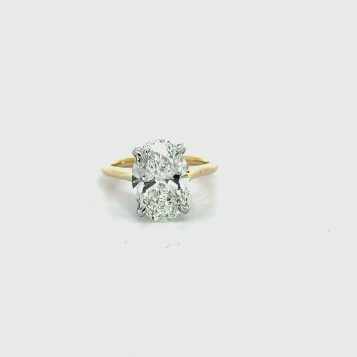 Oval Cut Natural Diamond Engagement Ring – 1.80MM Tube Shank – Cathedral – Diamond Encrusted Prongs – video