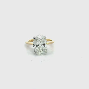 Oval Cut Natural Diamond Engagement Ring – 1.80MM Tube Shank – Cathedral – Diamond Encrusted Prongs – video