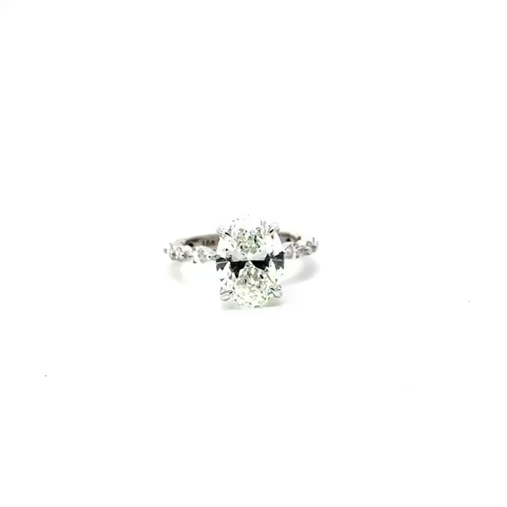 Oval Cut Natural Diamond – Marquise & Round Station Band with Diamond Prongs – video