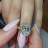 Oval Cut Lab Diamond Engagement Ring | Round Diamond Illusion & Reverse Halo Design | 18KT Gold