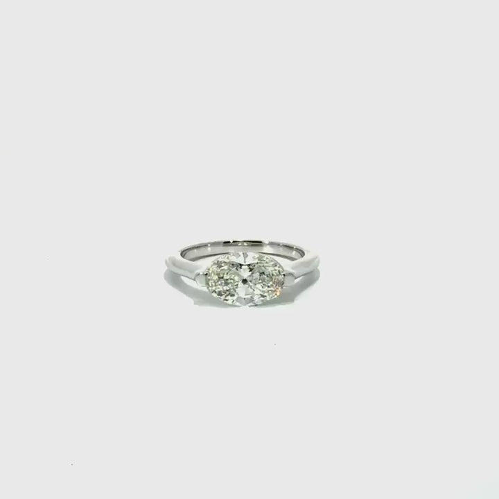 Rotated oval natural diamond engagement ring, 2mm knife-edge floating design – video