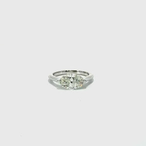 Rotated oval natural diamond engagement ring, 2mm knife-edge floating design – video
