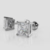 Lab Princess Cut Diamond Stud Earrings - Choice of White Gold or Yellow Gold- .75ct to 2.00ct Total