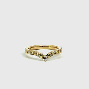 Ladies sculpted leaf chevron diamond wedding band, .10ct TW – video