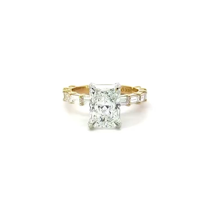 Radiant Cut Natural Diamond – Straight Baguette Shank – video