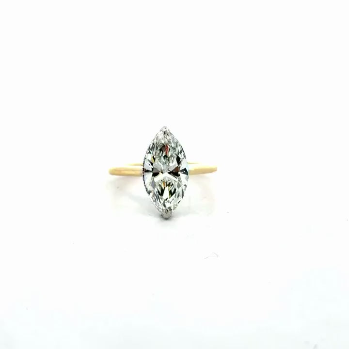Marquise Cut Natural Diamond Engagement Ring – 1.80MM Tube Shank – Cathedral – Reverse Halo – video