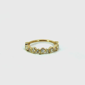 Ladies alternating pear and round bezel wedding band, .47ct TW – video