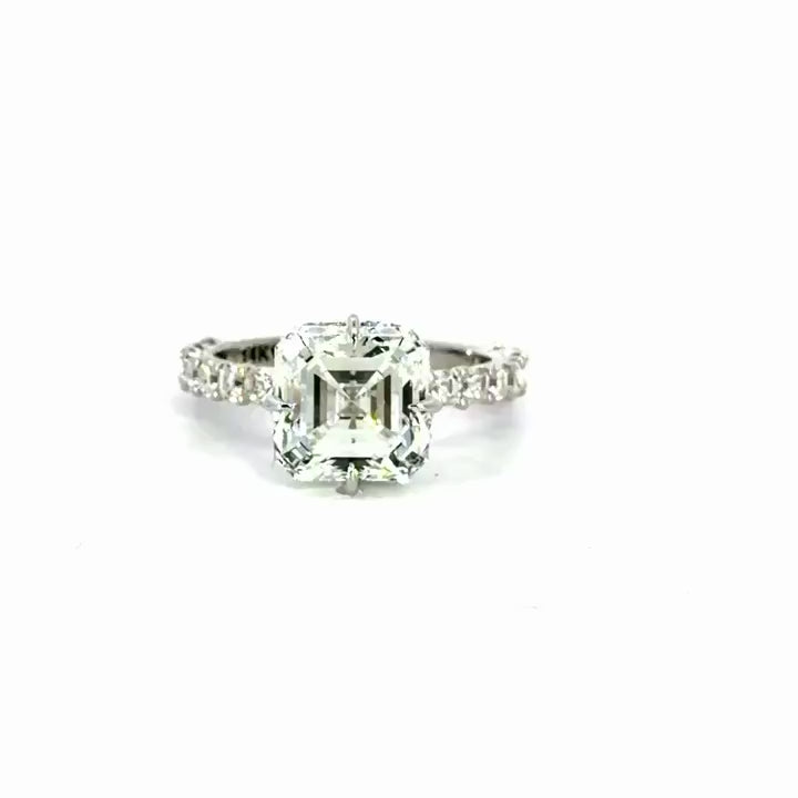 Asscher Cut Natural Diamond Engagement Ring – Asscher Diamond Illusion Setting & Reverse Halo – video