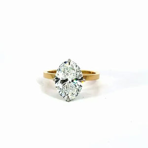 Oval Cut Natural Diamond Engagement Ring – 2MM Cigar Band with Reverse Halo – video