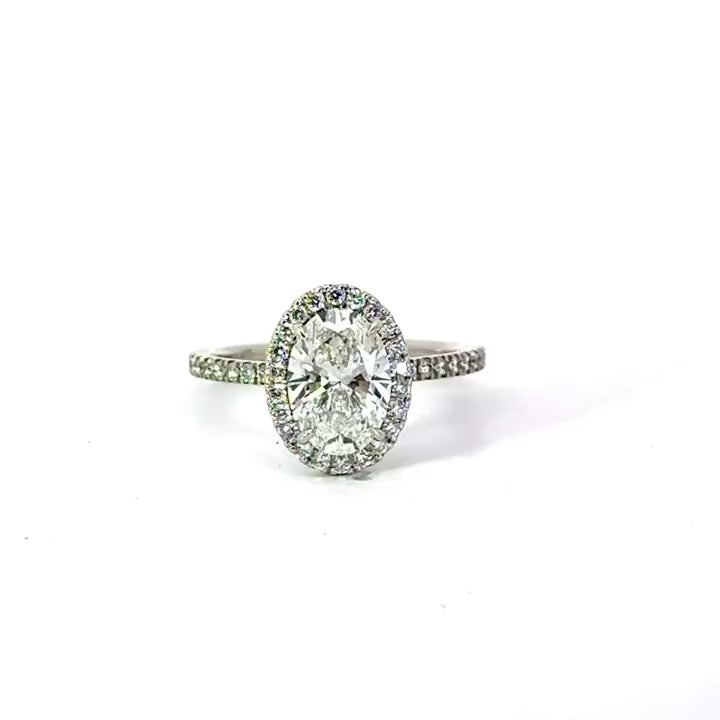 Oval Cut Natural Diamond – Classic Halo & Italian Pave Design – video