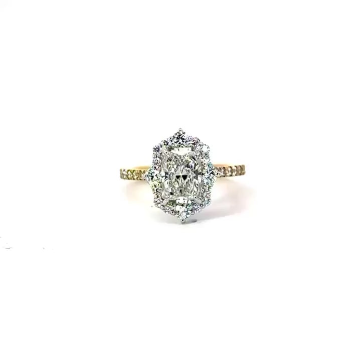 Radiant Cut Natural Diamond – Vintage Halo Design – video