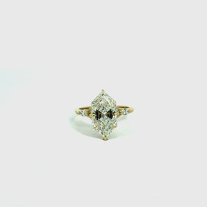 Dutch marquise cut lab diamond engagement ring, 1.80mm non-cathedral tube shank with round and marquise stations and reverse halo – video