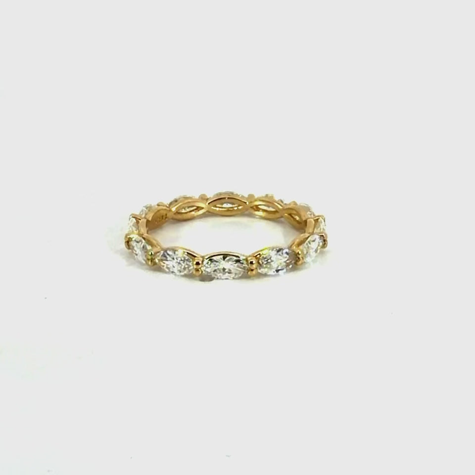 Ladies marquise cut diamond eternity band, .12ct stones – video