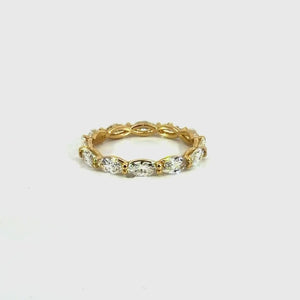 Ladies marquise cut diamond eternity band, .12ct stones – video