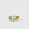 Portuguese Cut Oval Lab Diamond | 4MM Hand Carved Vintage Design | Reverse Halo