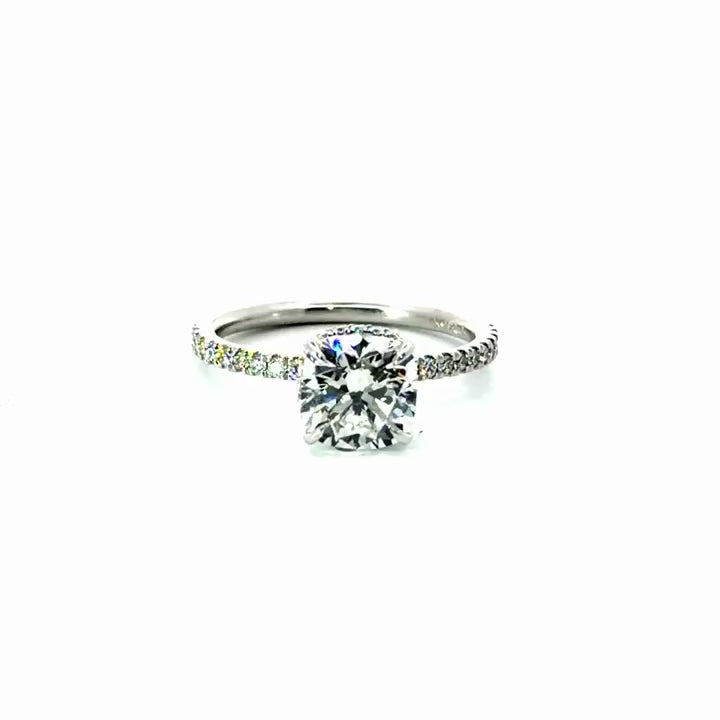 Square Cushion Cut Natural Diamond – Reverse Halo & Italian Pave Shank – video