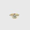 Bezel elongated cushion natural diamond engagement ring, Italian pavé half-eternity shank – video