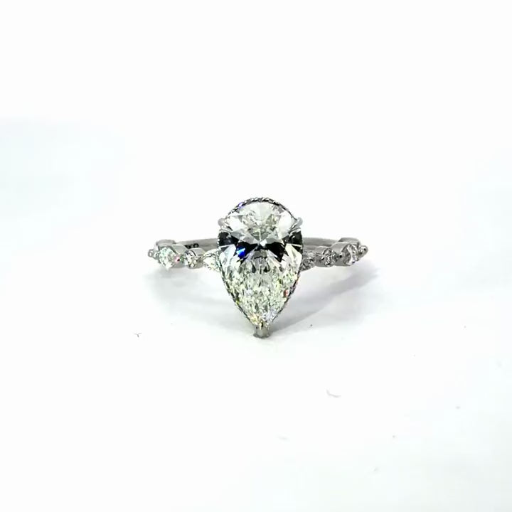 Pear Shape Natural Diamond – Marquise-Round Diamond & Diamond Prong Design – video