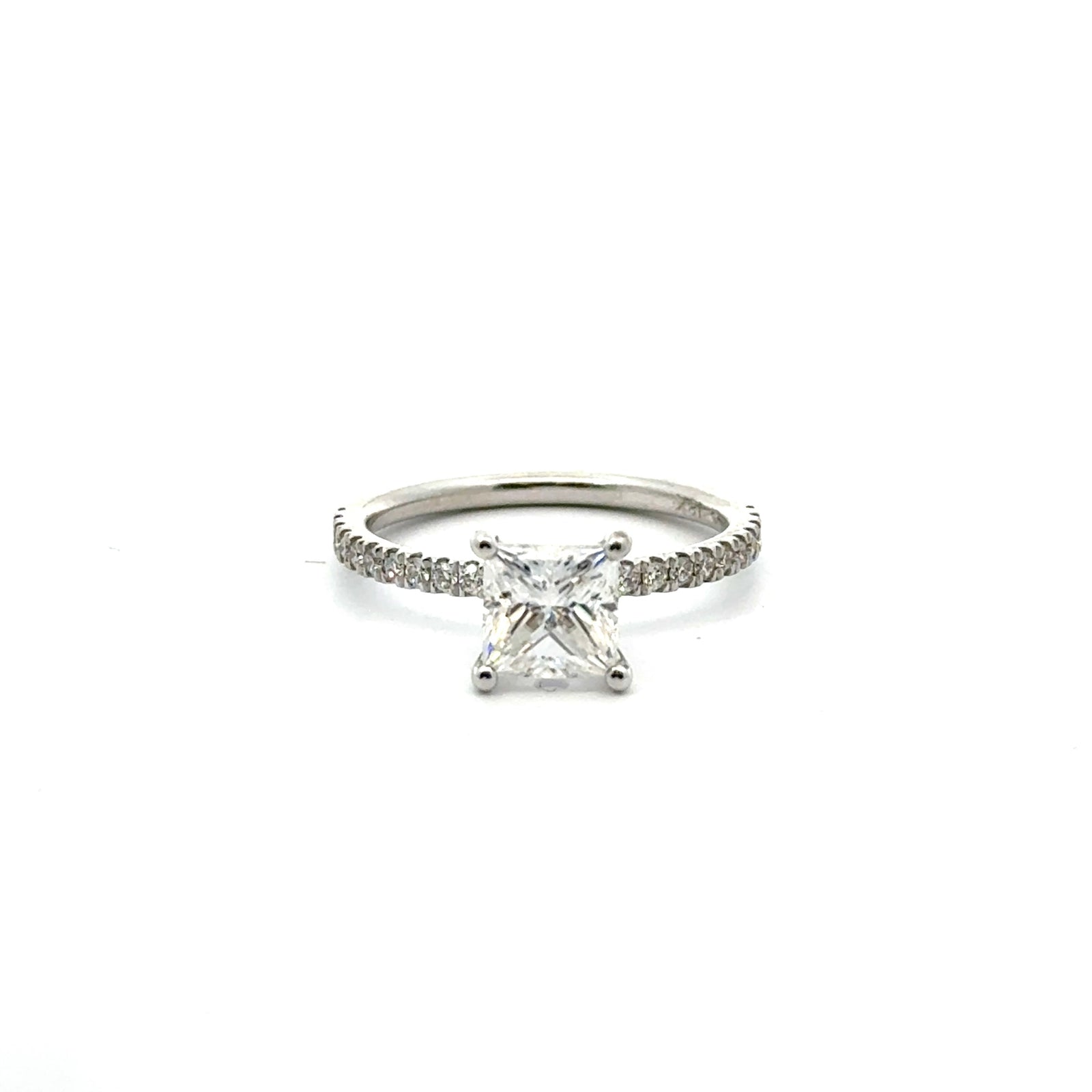 Princess Cut Diamond- Italian Pave Non-Cathedral Design-Choice of.50ct /.80ct / 1.00ct or 1.20ct Centre Diamond