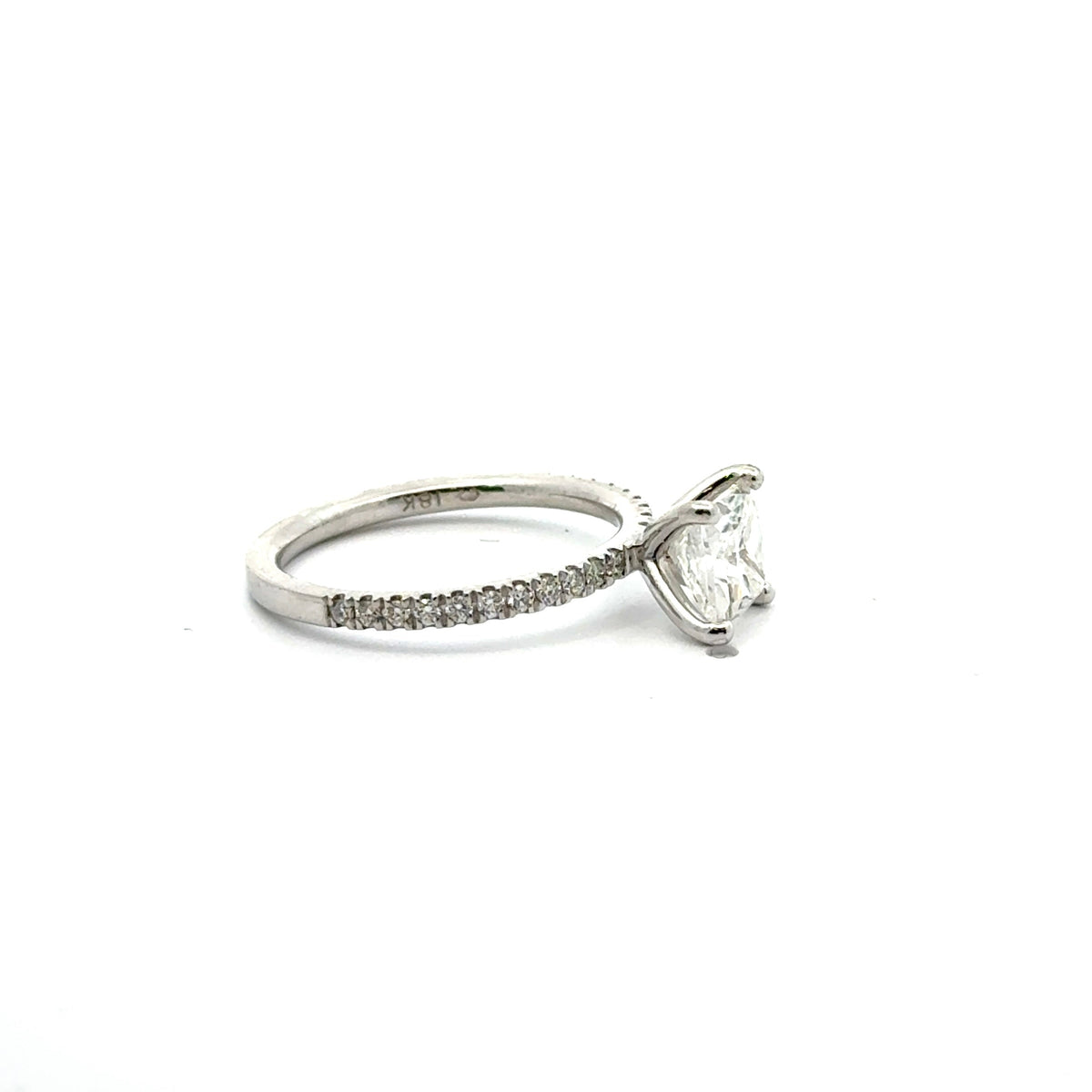Princess Cut Diamond- Italian Pave Non-Cathedral Design-Choice of.50ct /.80ct / 1.00ct or 1.20ct Centre Diamond