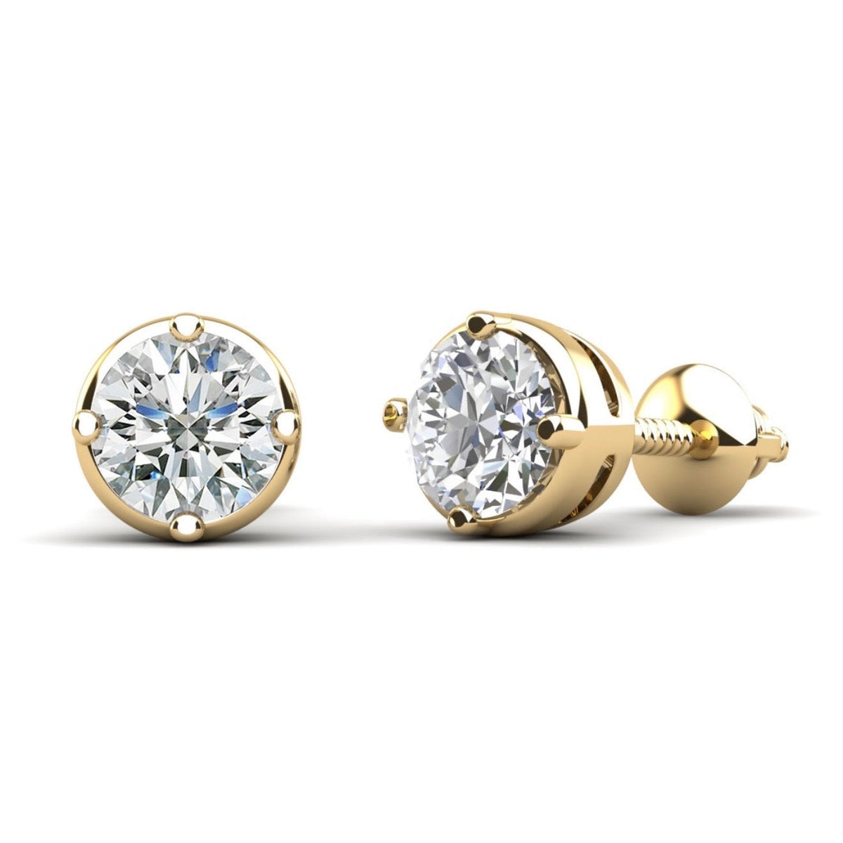 Prismatic round diamond stud earrings in 14KT gold – view 2 of 2
