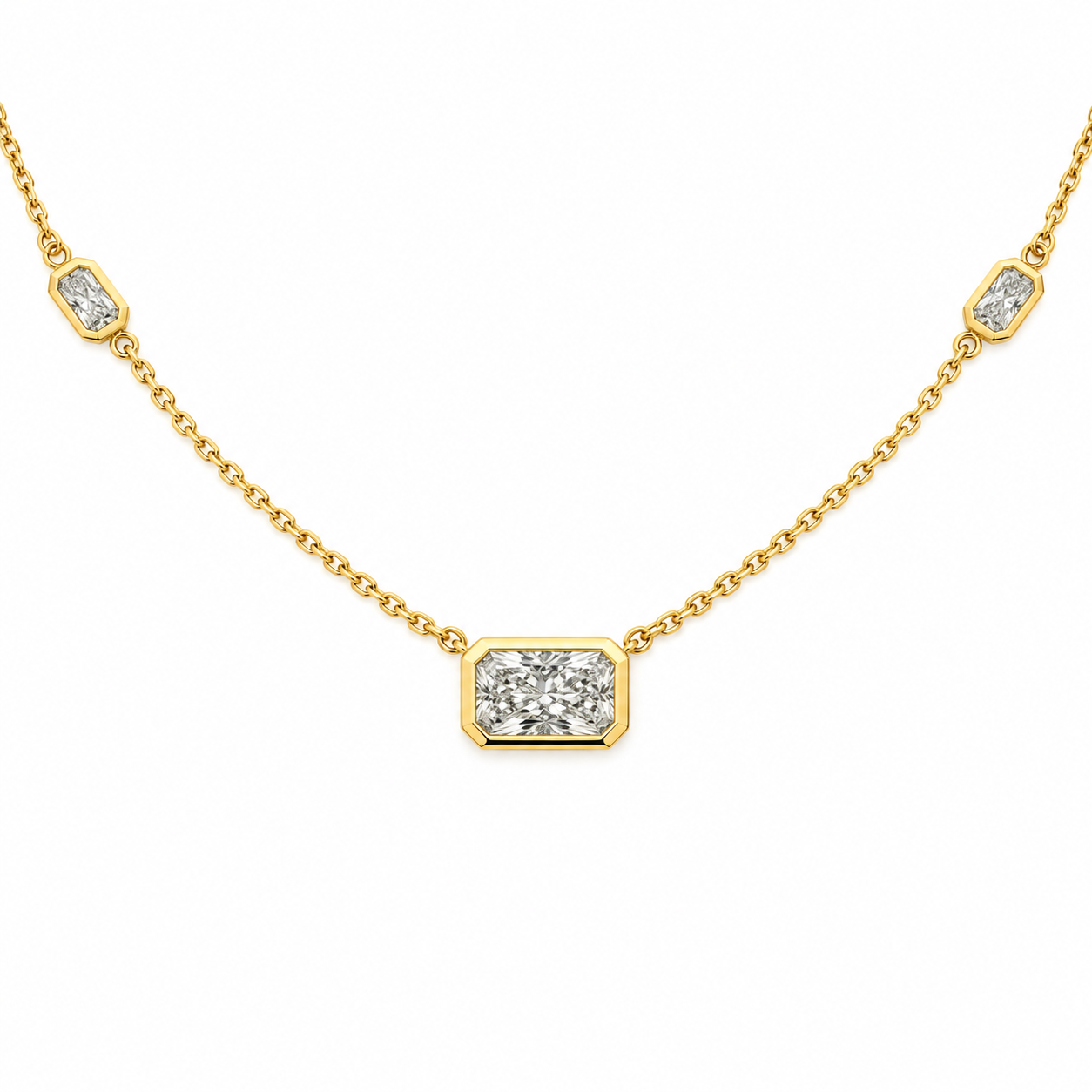 Radiant Cut Bezel with Radiant Cut Diamond-By-The-Yard Necklace – view 1 of 2