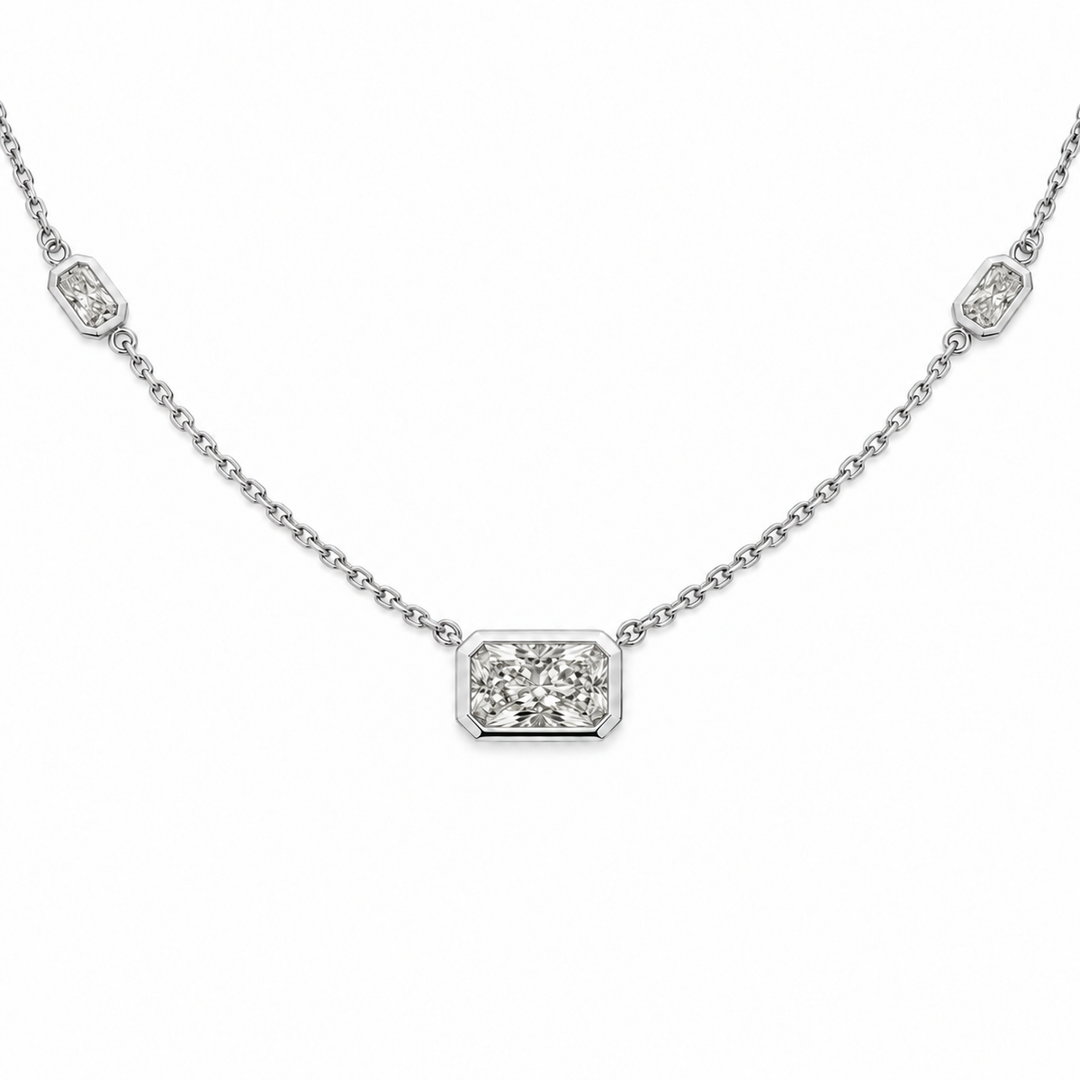 Radiant Cut Bezel with Radiant Cut Diamond-By-The-Yard Necklace | 1.03ct TW - Lab Diamond Necklace
